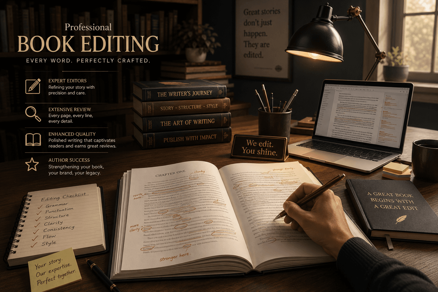 Editor reviewing a manuscript